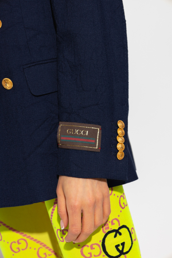 ジャケット GUCCI SS25 Blue cotton blazer (818203Z7AJZ 4264) Double-breasted cotton jacket in blue | GUCCI® US